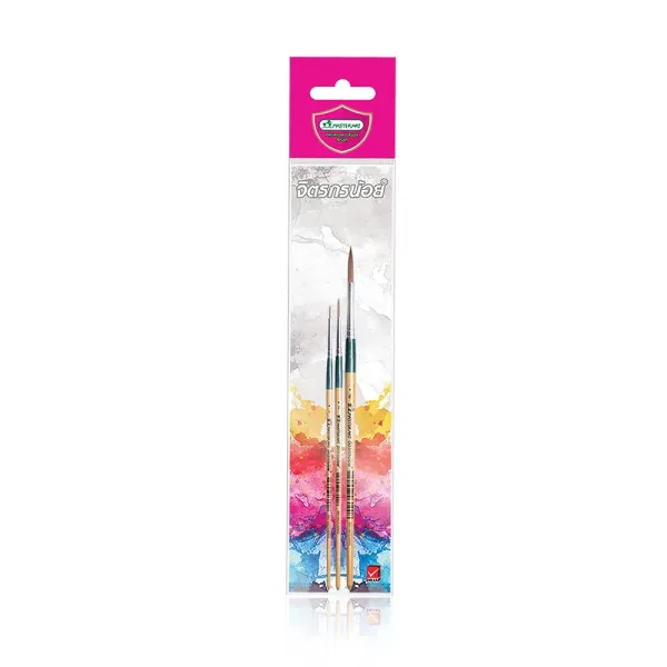 Synthetic Fiber Brush Set, sizes 0, 2, 6