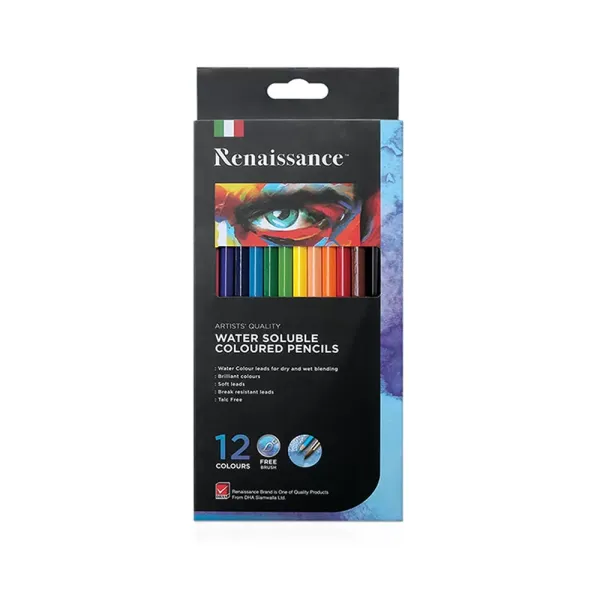 Water Soluble Coloured Pencils 12 pcs