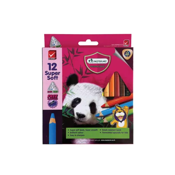 Coloured Pencils 12 pcs Super Soft + sharpener
