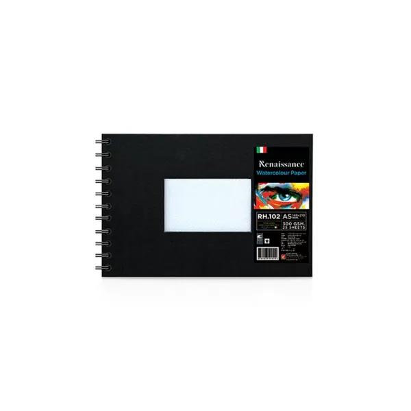 Watercolour Pad A5, Black Cover, 300 g