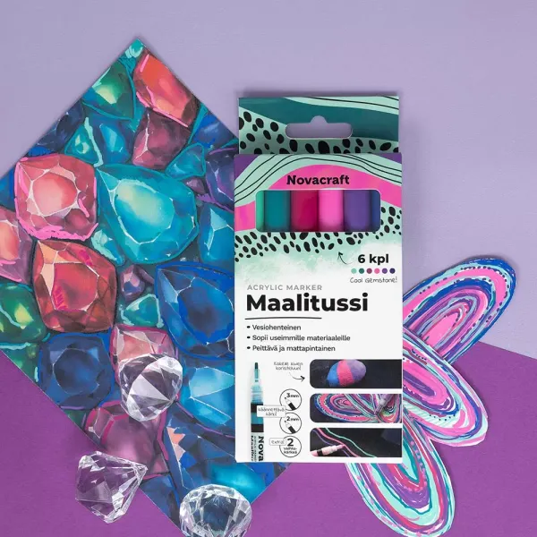Acrylic Marker 6 pcs, Cool Gemstone
