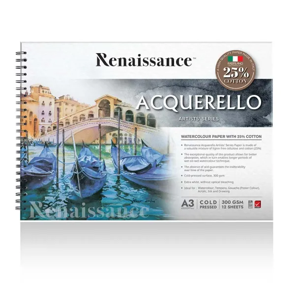 A3 Acquerello Watercolour pad with 25 % cotton