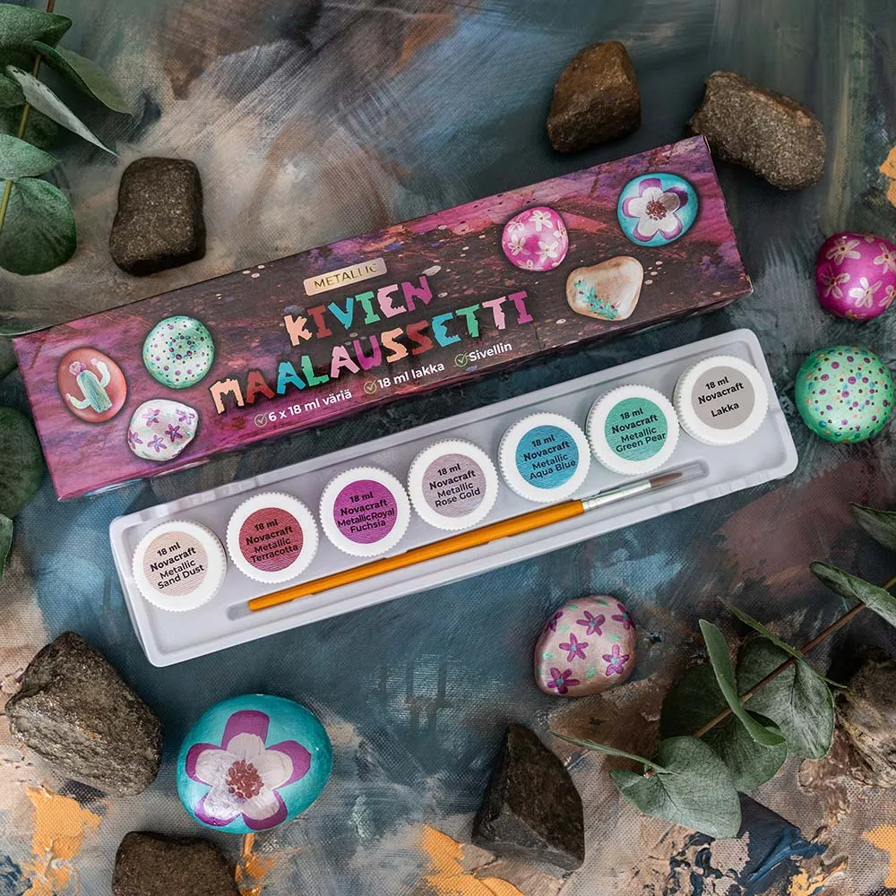 Kivien maalaussetti METALLIC