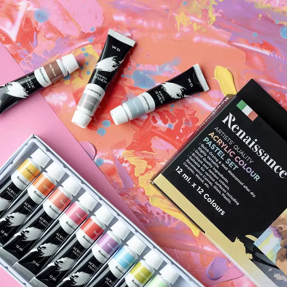 Akryylivärit 12 x 12 ml, pastellisävyt