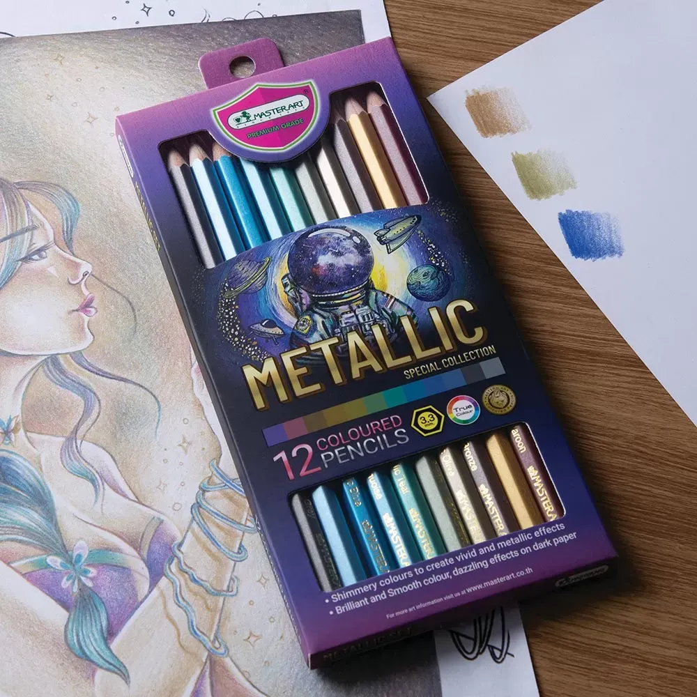 Värikynät 12 kpl, Metallic-sävyt