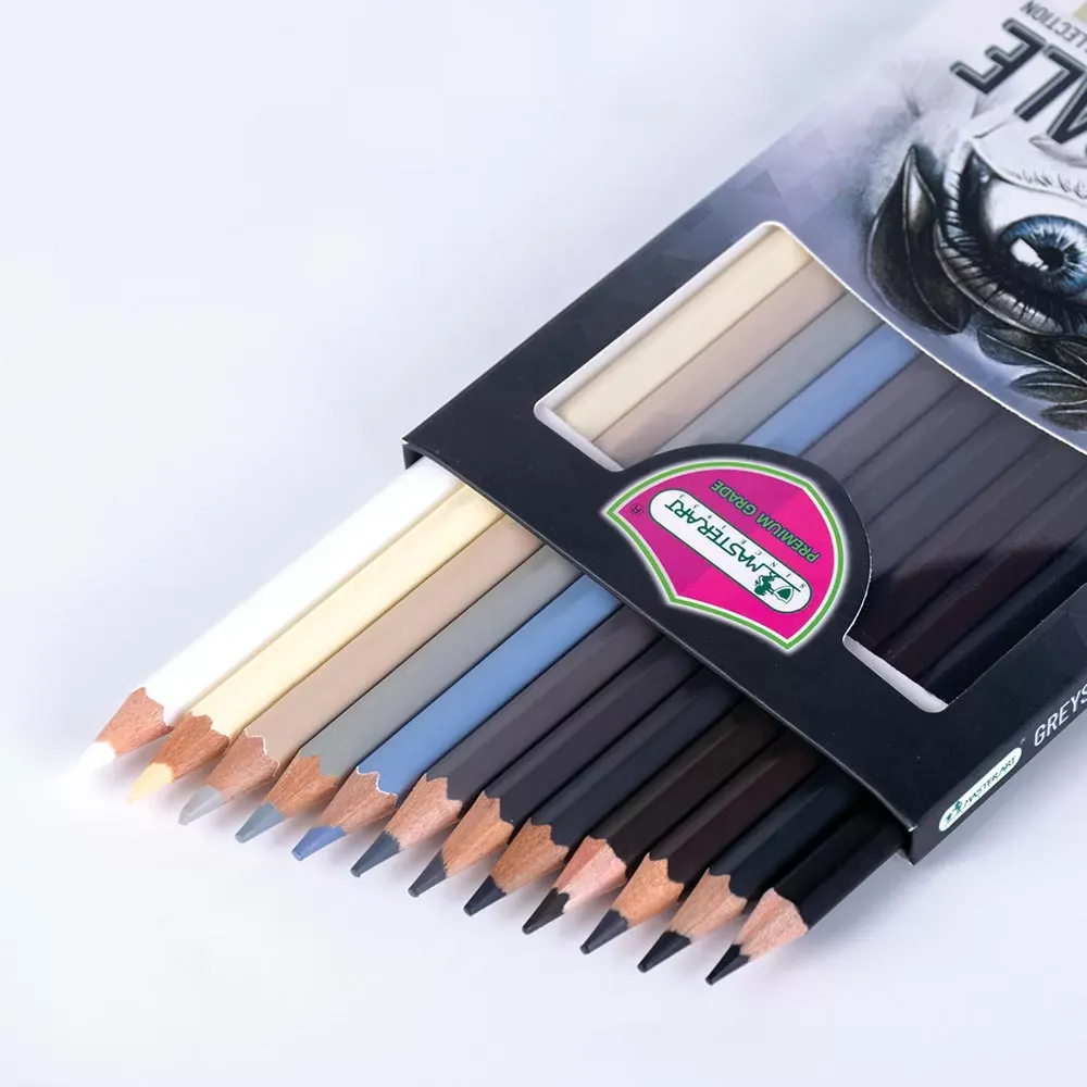 Värikynät 12 kpl, harmaan sävyt