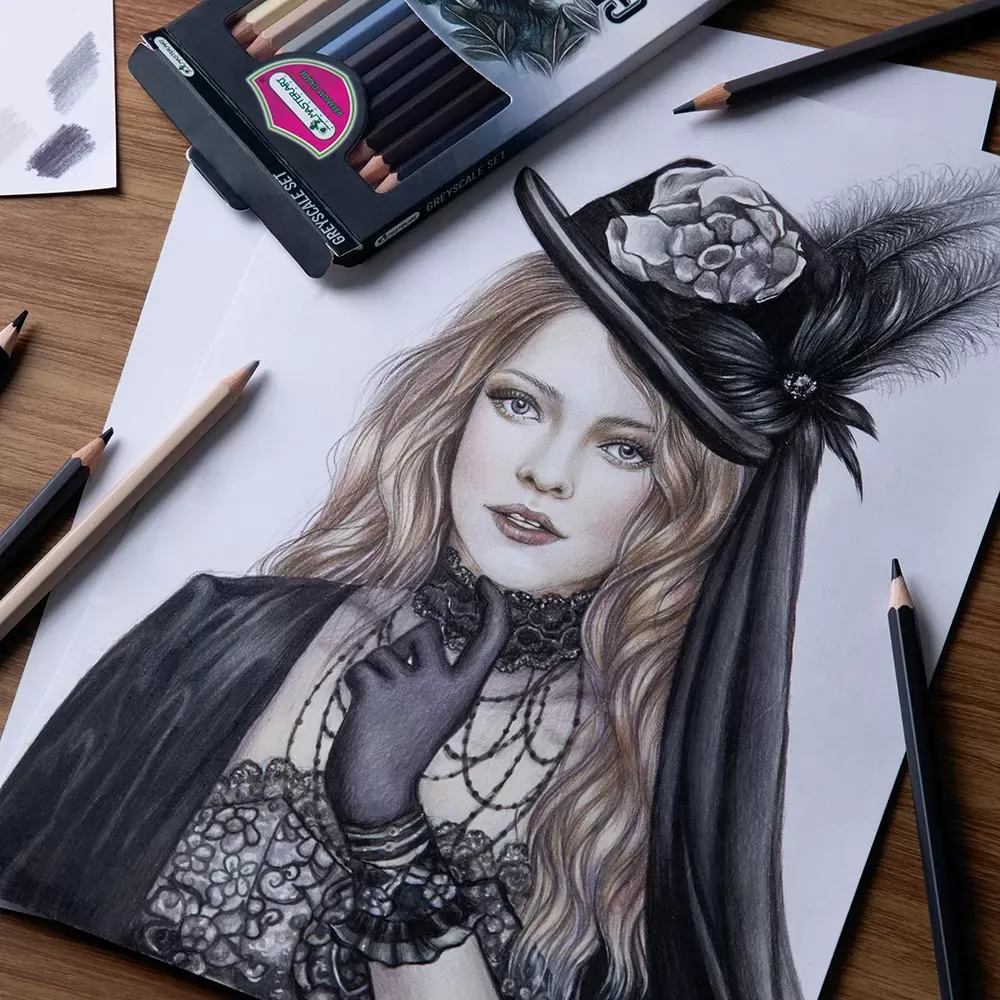 Värikynät 12 kpl, harmaan sävyt