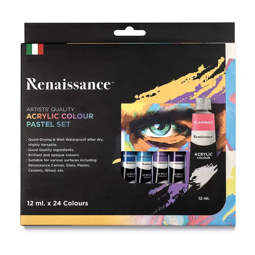 Akryylivärit 24 x 12 ml, pastellisävyt