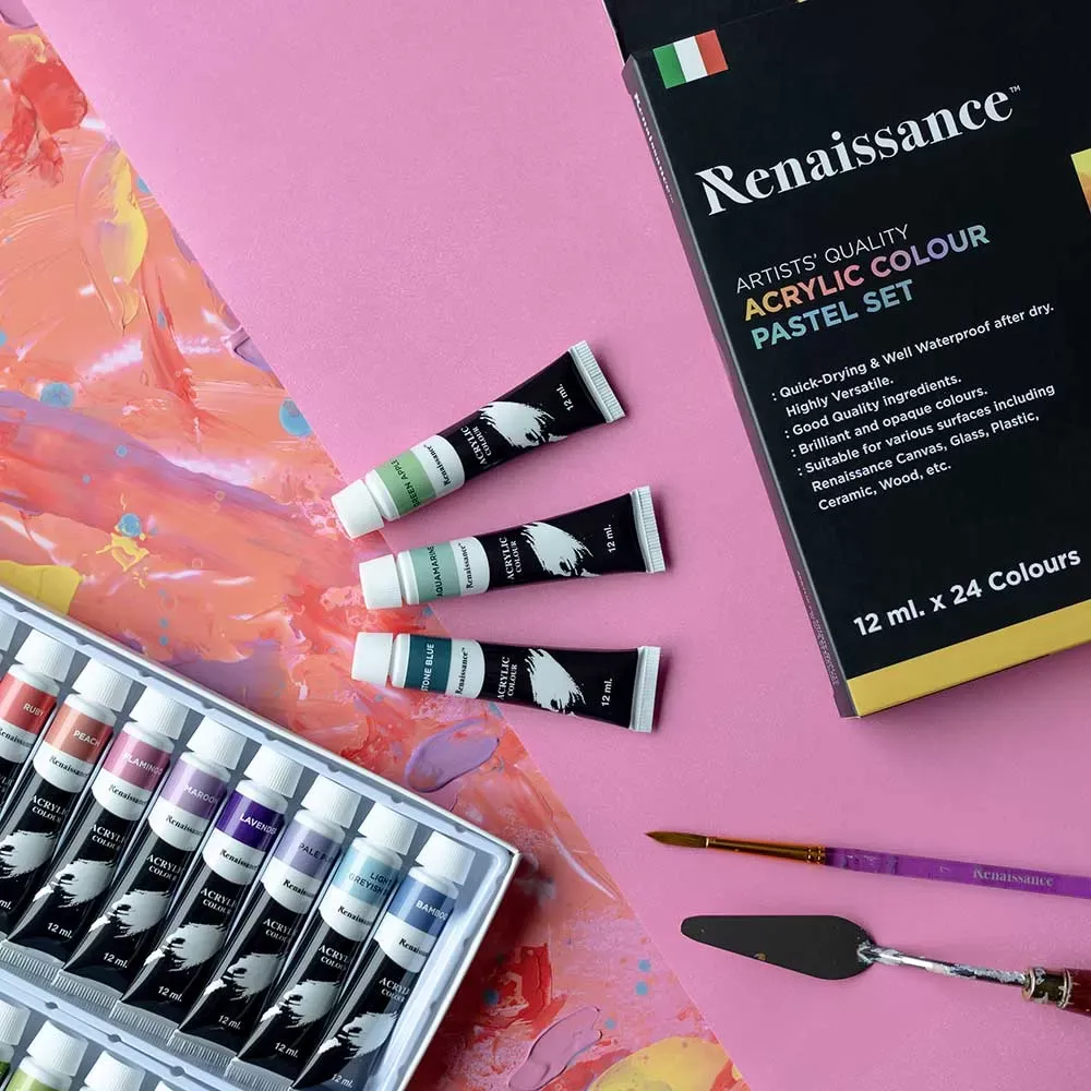 Akryylivärit 24 x 12 ml, pastellisävyt