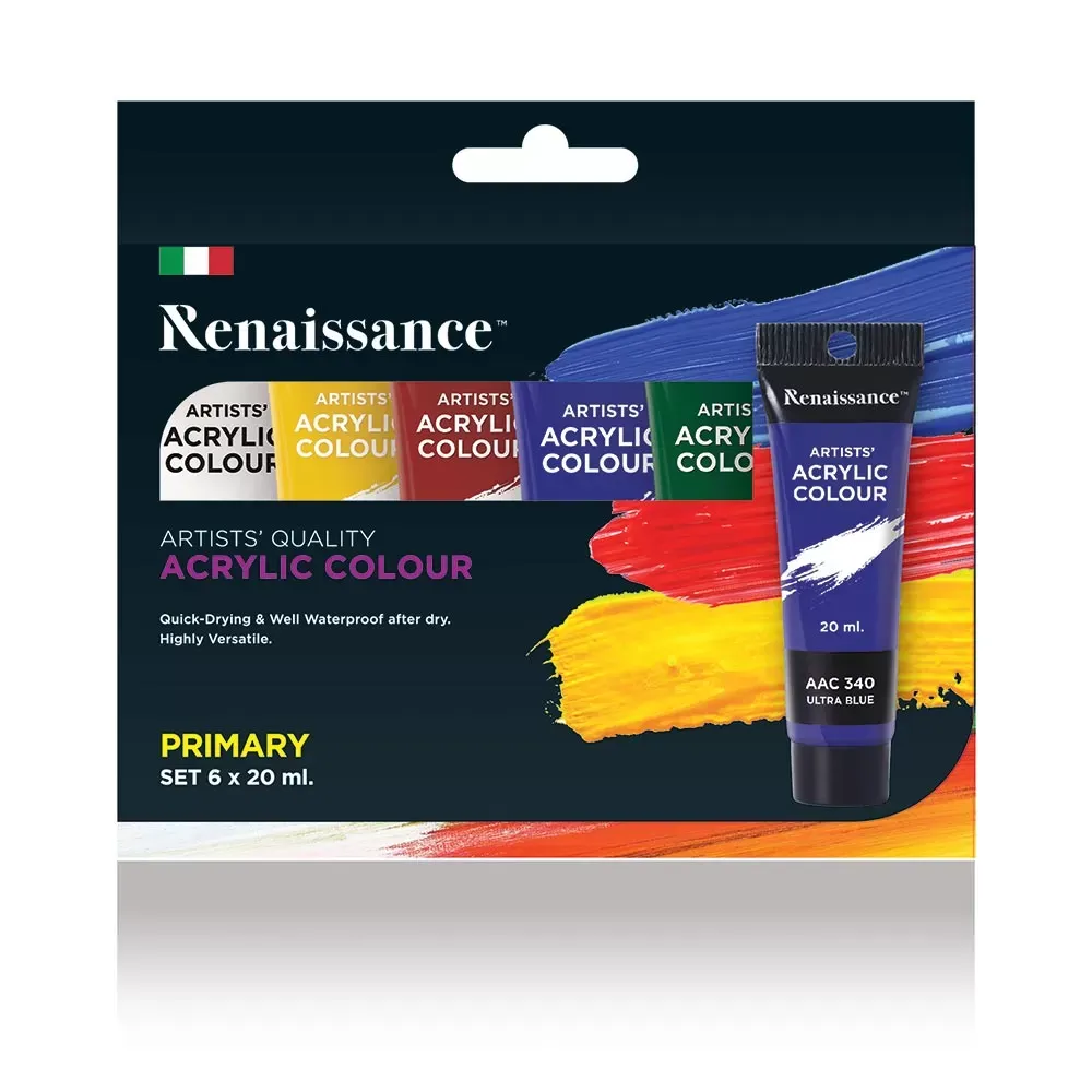 Akryylivärit 6 x 20 ml, perusvärit