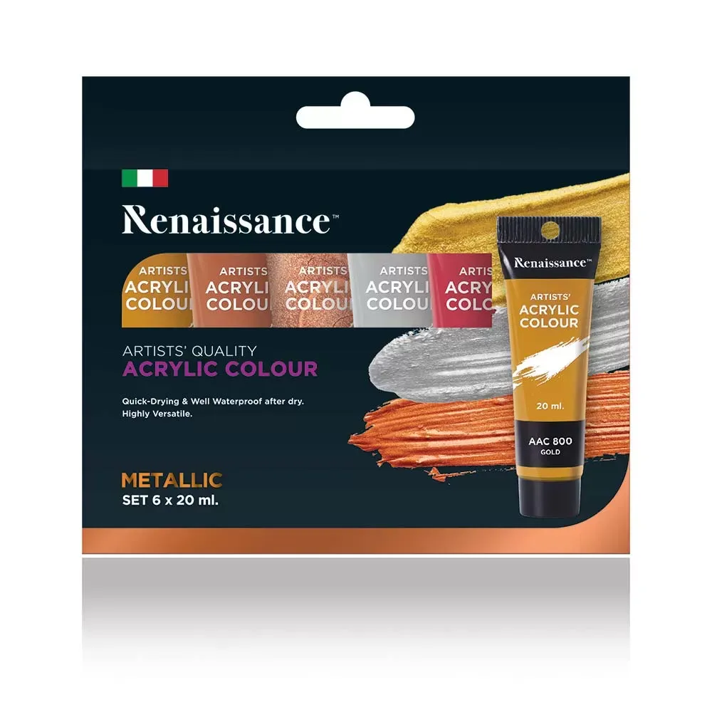 Akryylivärit 6 x 20 ml, metallic