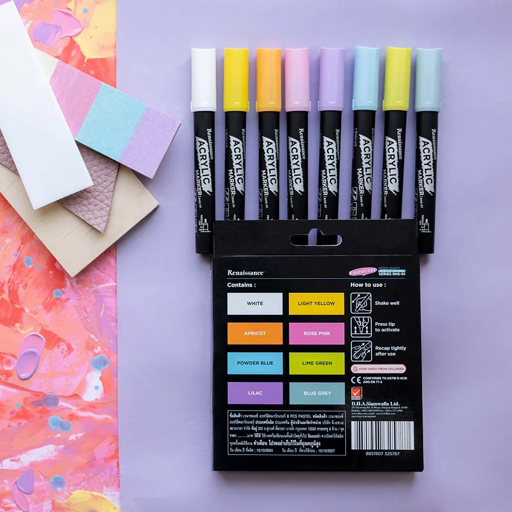 Akryylitussit 8 kpl, pastellivärit