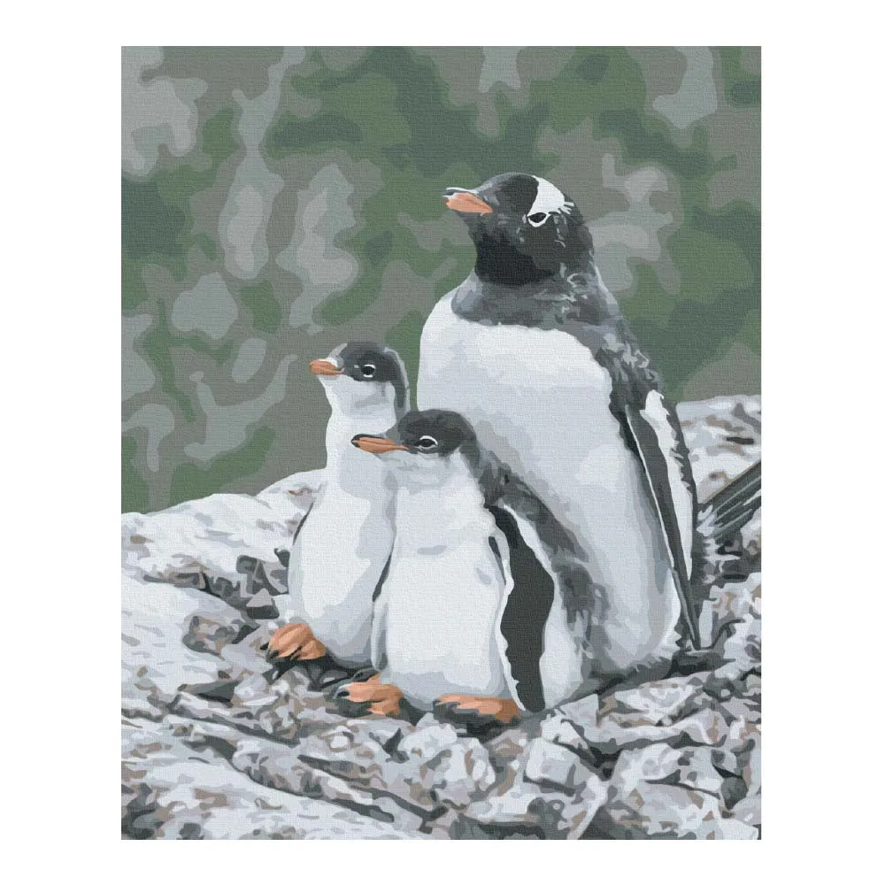 Numeromaalaus kolme pingviiniä