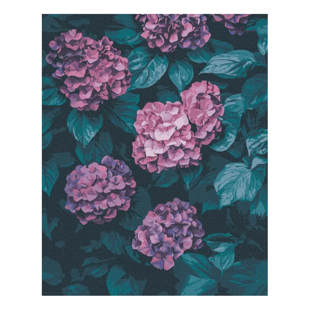 Numeromaalaus purppurat hortensiat