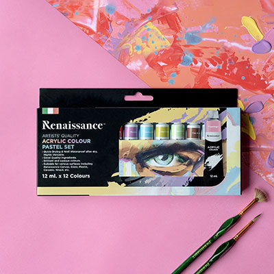Renaissance akryylimaalit pastellisävyisä 12 x 12 ml.