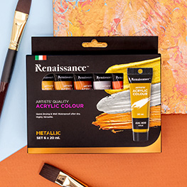 Renaissance akryylimaalit, Metallic 6 x 20 ml.